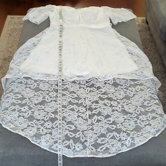 🆕️ SHEIN White Lace Cold Shoulder High Low Wedding Dress SIZE: XL - Picture 12 of 16